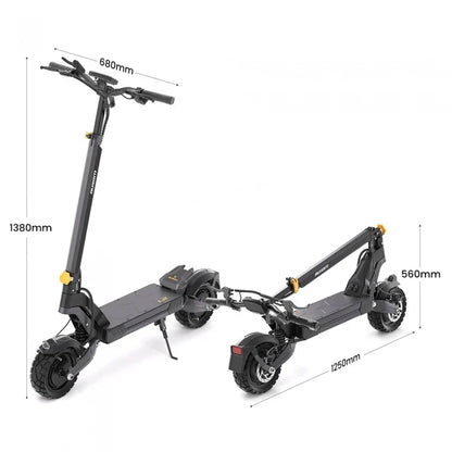 Ausom L2 Dwusilnikowa składana hulajnoga elektryczna, silnik 2*800W, 20km/h, bateria 48V 15,6Ah, opony 10x3 Cali, zasięg 70km - Dostawca